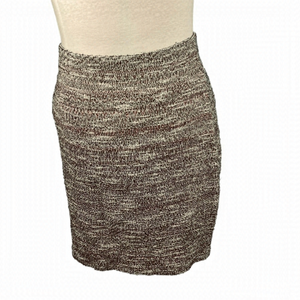 VINTAGE bodycon mini skirt stretchy boucle black red white tweed size L